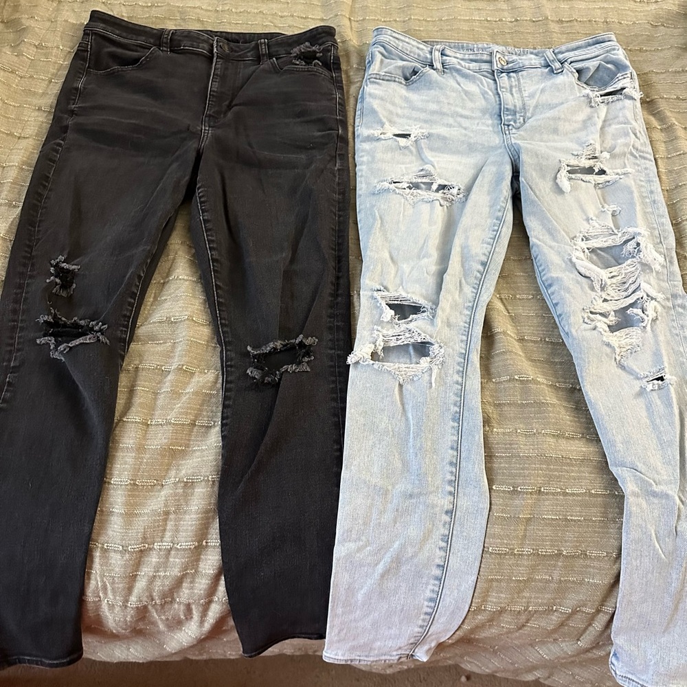 American Eagle Next Level Stretch High Rise Distressed Jeggings size 14